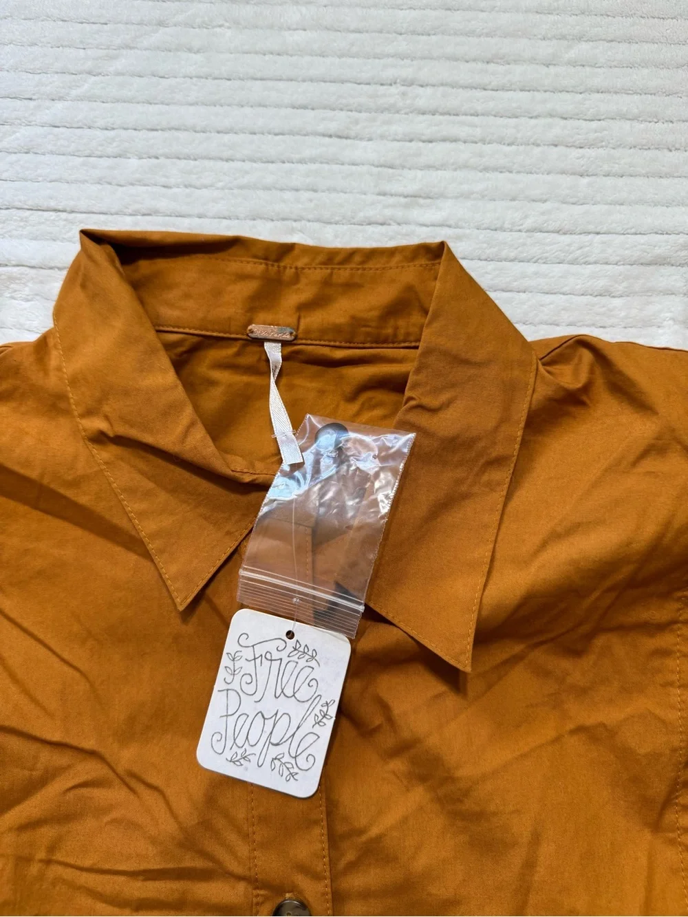 Free People Rust Orange Button-Up Blouse oversized